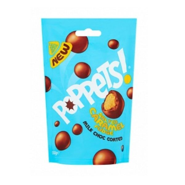 Poppets Milk Choc Coated Salted Caramel Fudge 130g